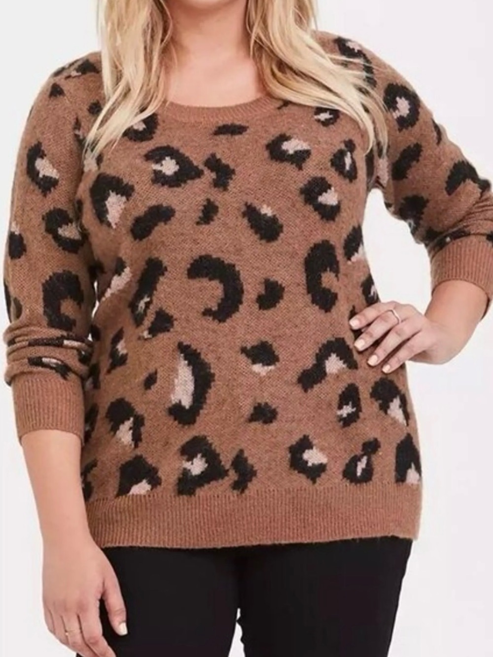 Torrid leopard animal print pullover crewneck sweater fall autumn mobwife 1X